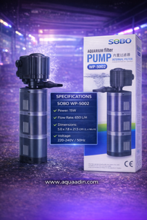 فیلتر داخلی آکواریوم سوبو SOBO WP-5002 (پمپ فیلتر دار) – تصفیه قوی آب